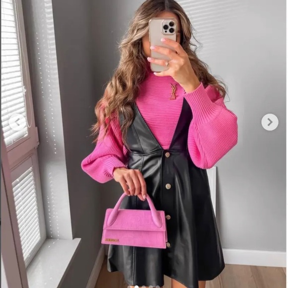 🦋 Bloggers Favorite 🦋 NEW ZARA PINK HIGH NECK KNIT SWEATER SZ M REF. 5536/123 - Picture 5 of 13